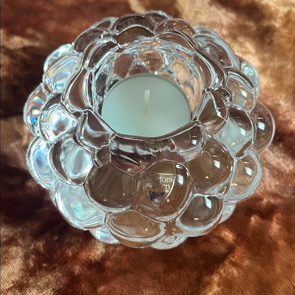 Raspberry Crystal Votive Orrefors Sweden
